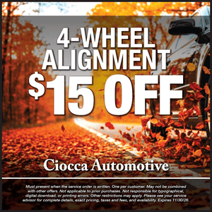 4-wheel alignment - $15 off