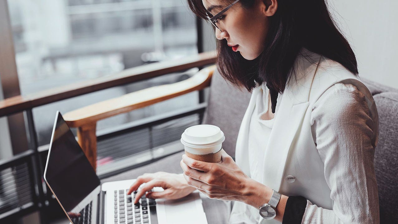 View of person on laptop.