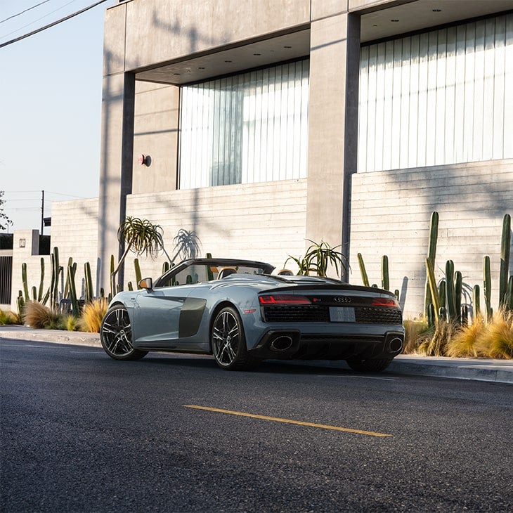 Rear-view of the Audi R8 Spyder.