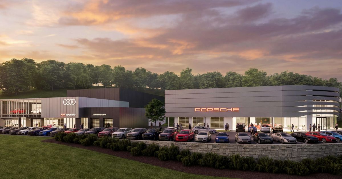 Artist’s rendering of the new Audi North Hills dealership, opening in 2027
