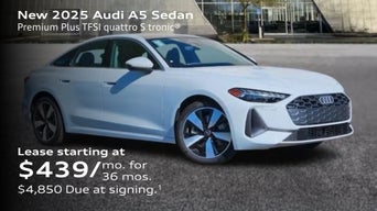 New 2025 Audi A5 Sedan Premium Plus TFSI quattro S tronic Lease starting at $439/mo. for  36 mos. $4,850 Due at signing.