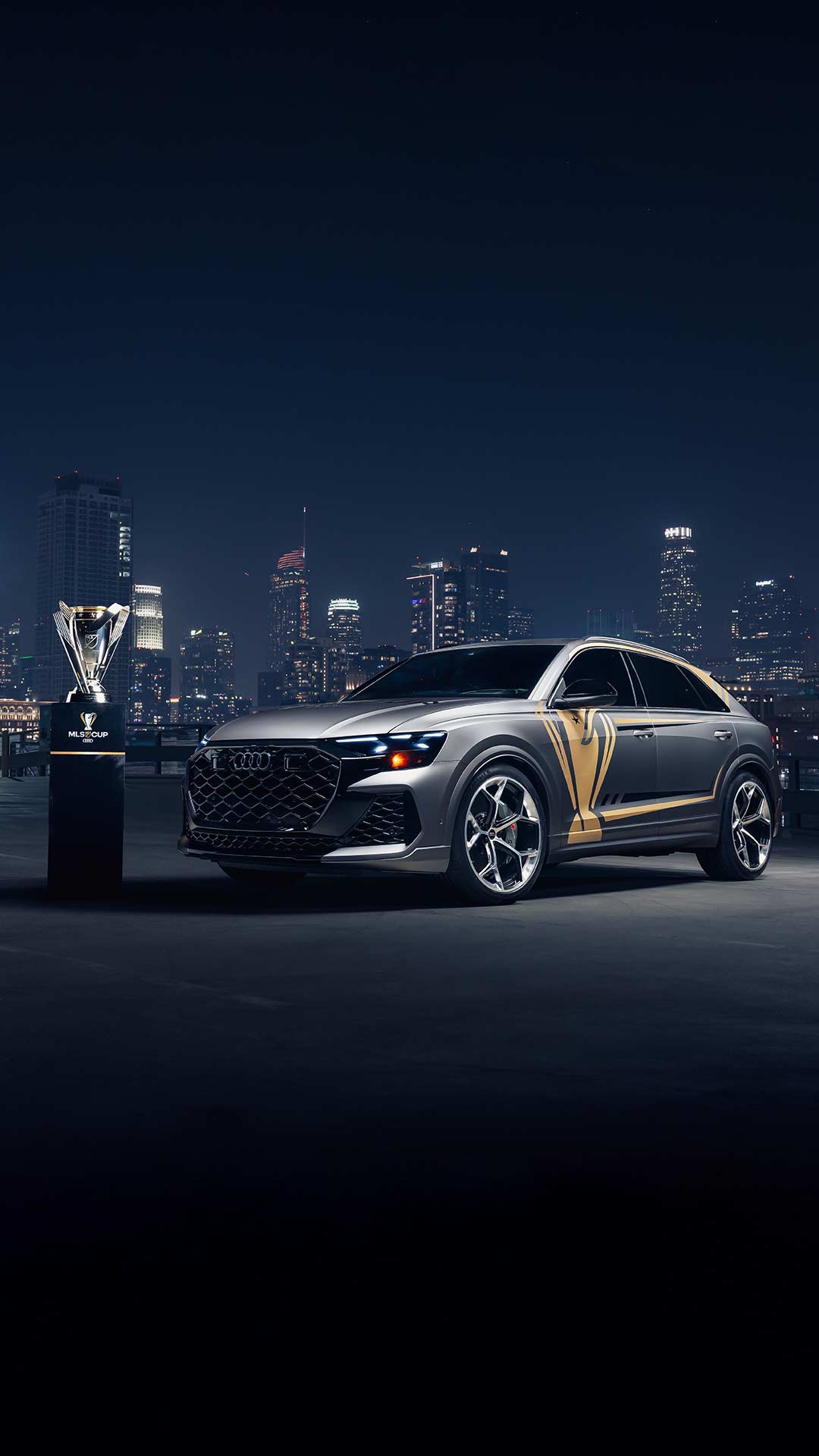 An Audi Sport vehicle wrapped in Major League Soccer detail.