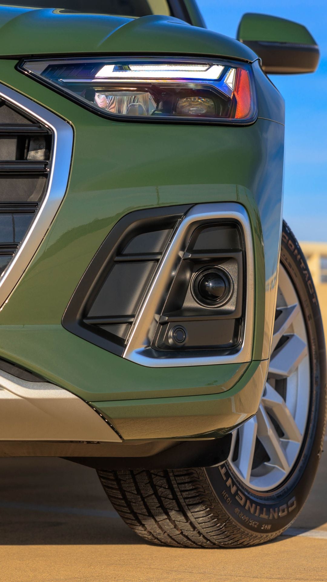 Front view of an Audi parked.