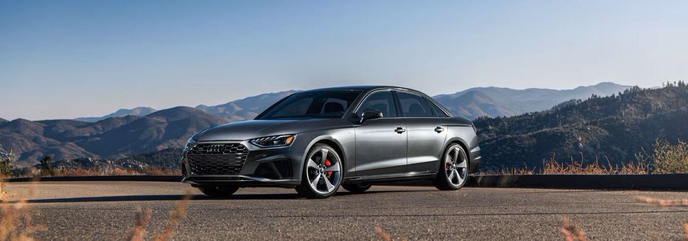 Three quarter view of an Audi Q8 SUV parked.