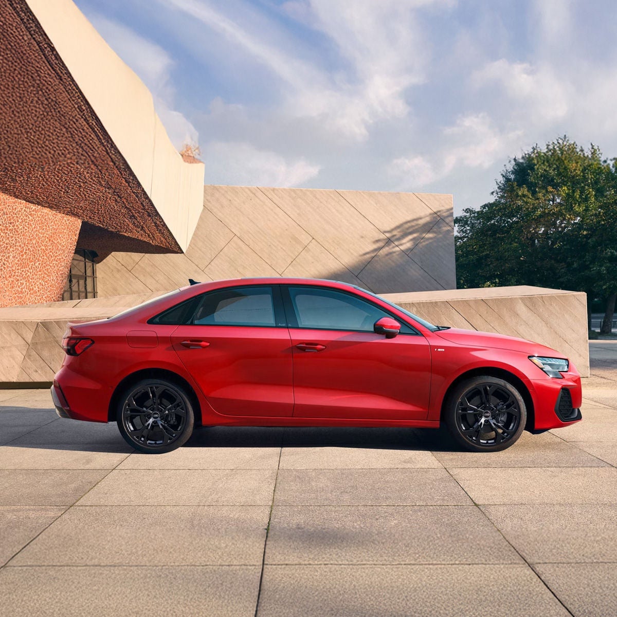 Side view of the Audi A3 parked. 