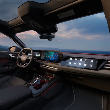 Panoramic curved display and available passenger screen in the 2026 Audi S5