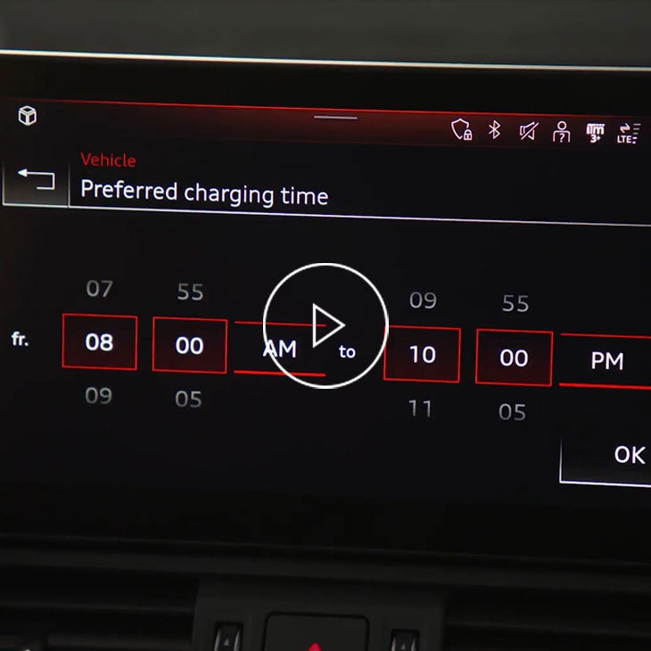  Close-up on the MMI displaying the schedule charging options.