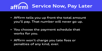 Service Your Audi Now Pay Later with Affirm