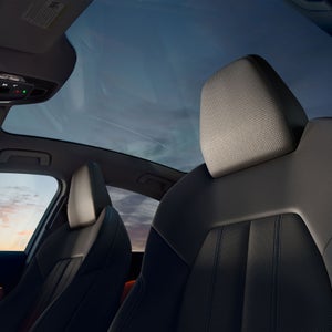 Interior view of the Audi A5, showing the panoramic roof.