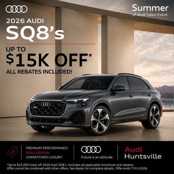 2026 Audi SQ8 Save Up To $15,000 at Audi Huntsville.