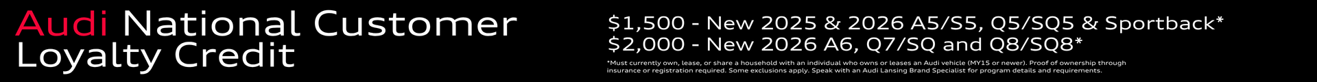 Audi National Customer Loyalty Credit Offer