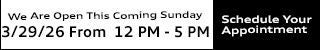 We are Open this coming Sunday 3/29/26 from 12pm - 5pm. Click to Schedule Appointment