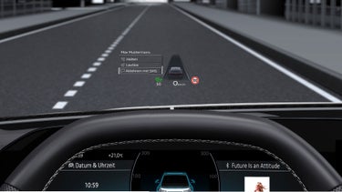 Image of the augmented reality head-up display in the driver’s side line-of-sight.