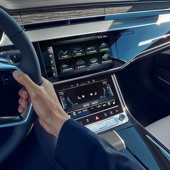 Close-up view of an Audi MMI® touch display.