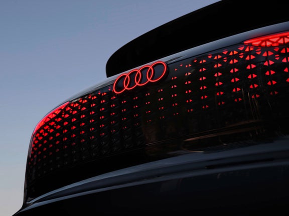 View of the illuminated OLEDs in the taillights.