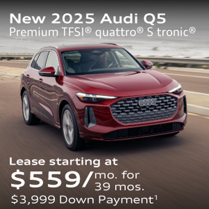 New 2025 Audi Q5 Premium TFSI® quattro® S tronic® Lease starting at $559/mo. for 39 mos. $3,999 Down Payment