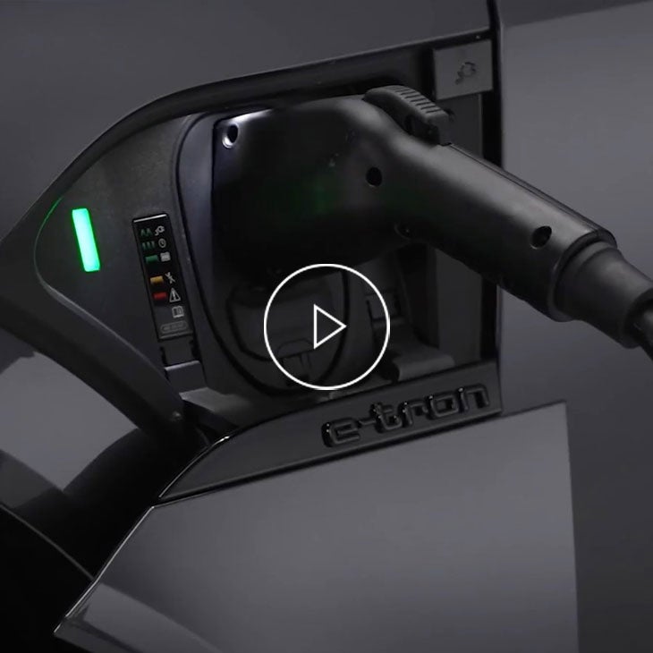  Close-up on the Audi Q8 e-tron charging.