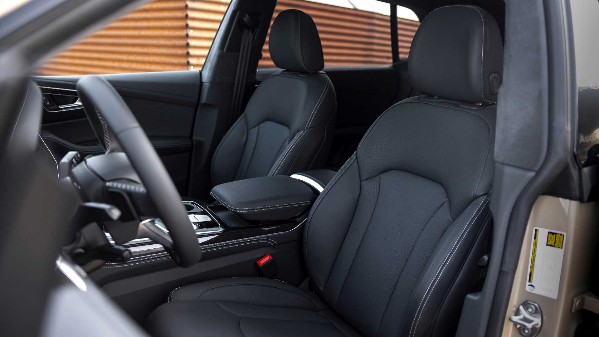 Interior view of an Audi Q8 SUV parked.
