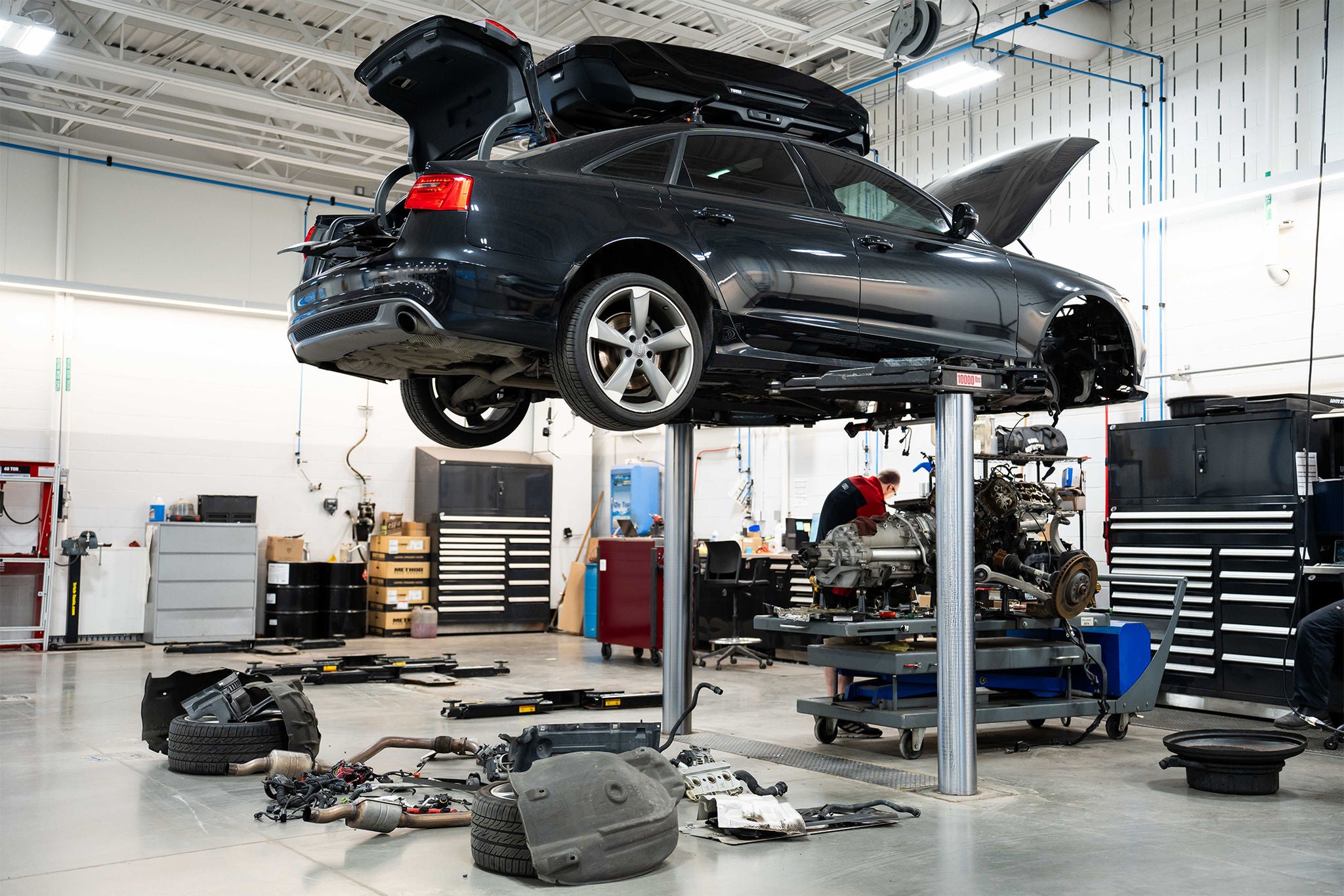 Audi vehicle in service center.