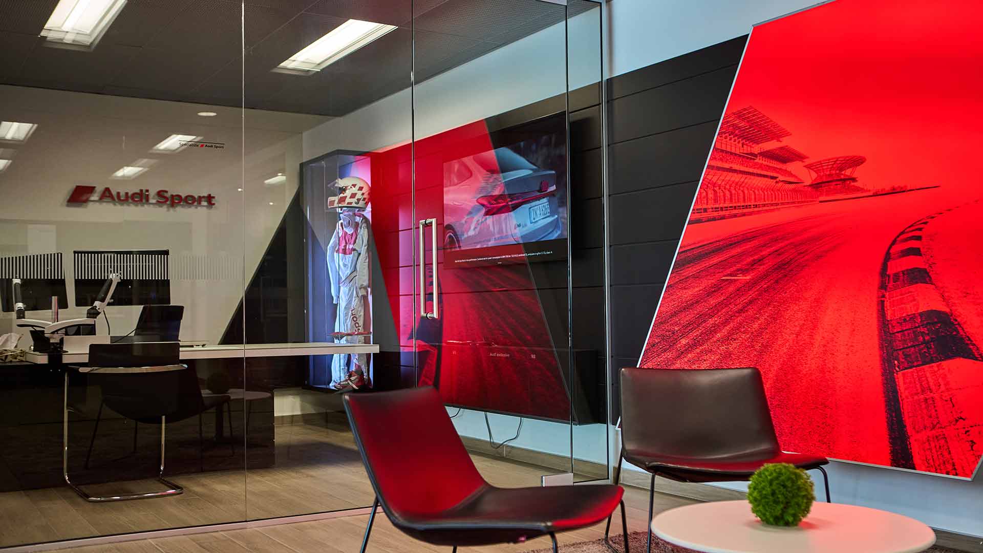 An office room in the dealership.