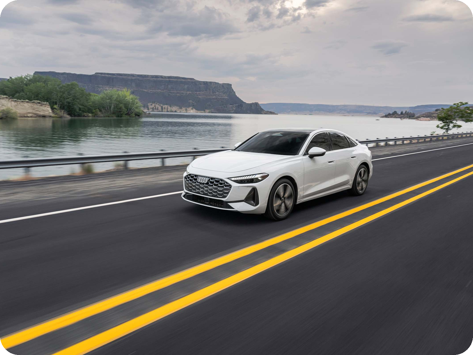 Audi A5 sport sedan in motion.