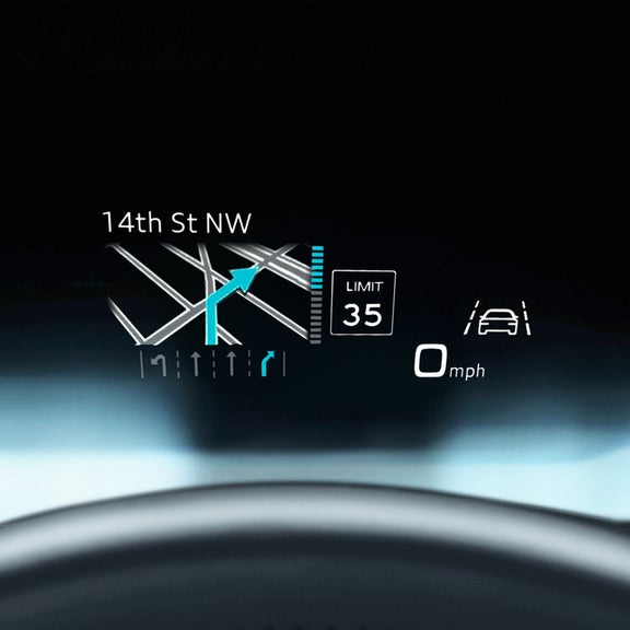 Close-up of the Audi head-up display technology in the Audi S3.