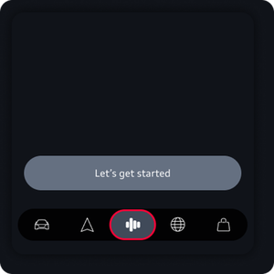 App screen with bottom center button highlighted below the Let's go button.