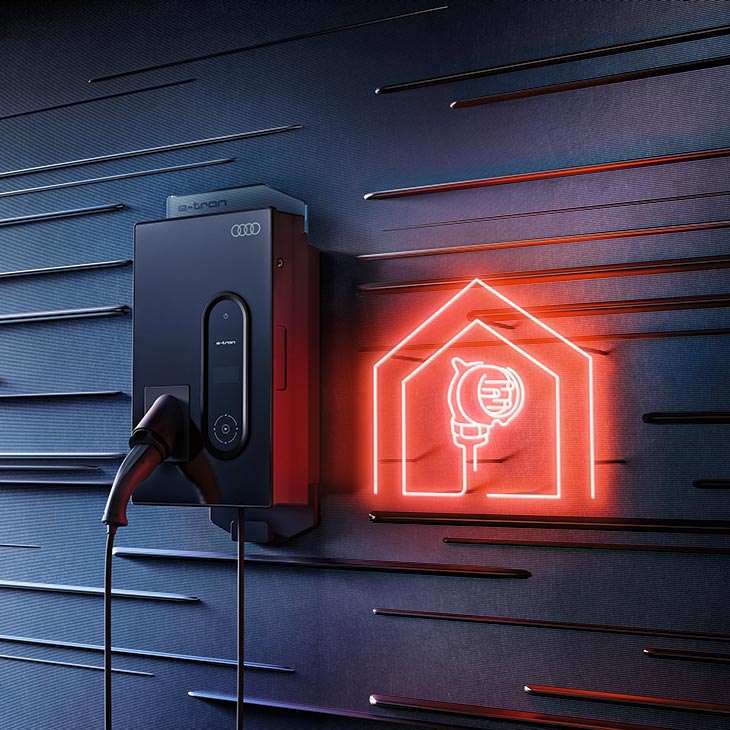 Photo of an Audi Home Charging unit for an Audi e-tron.