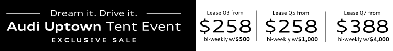 Audi Uptown Exclusive White Tent Event Inventory Offer Banner