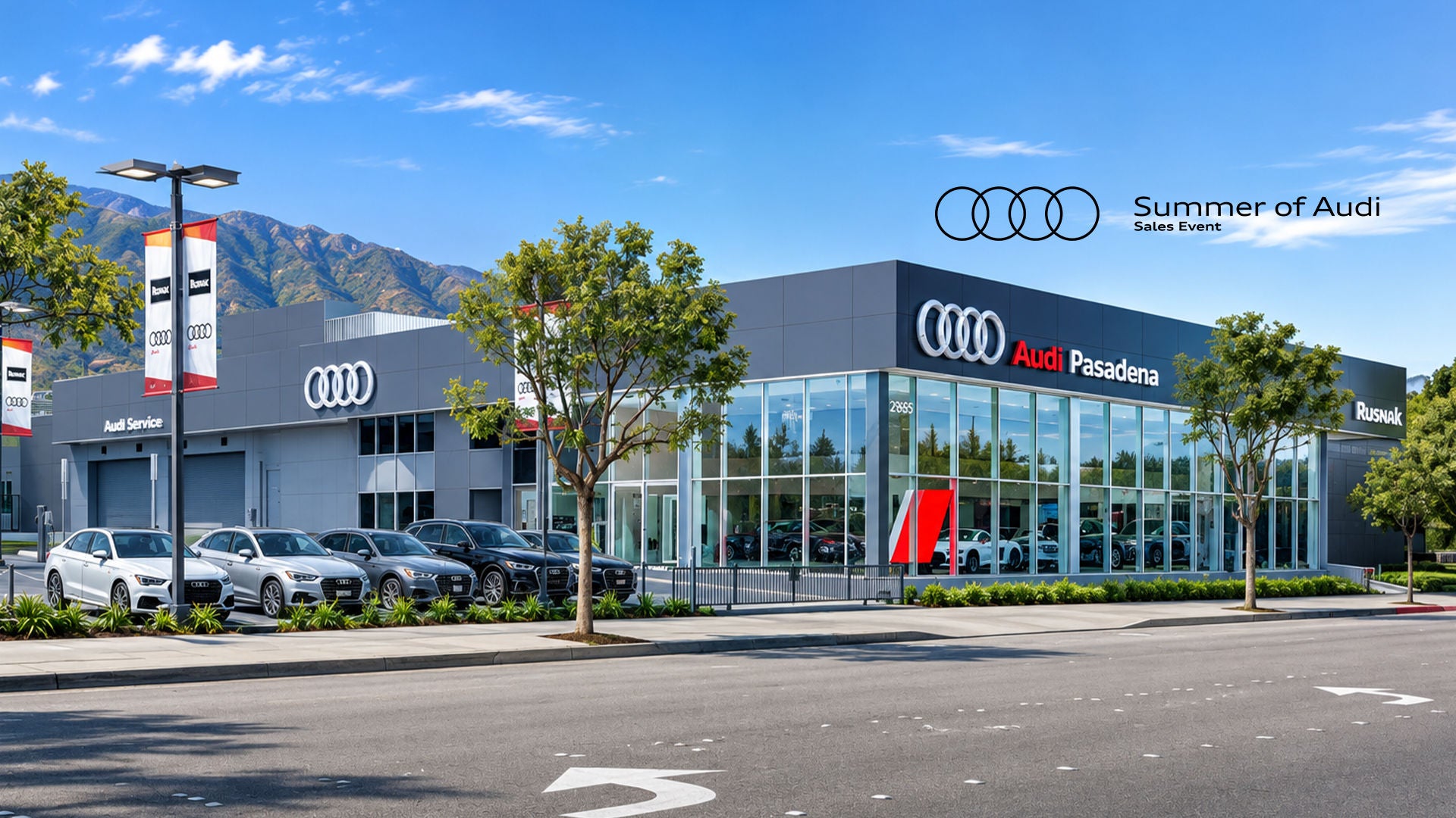 Photo of Audi Pasadena Dealership during a summer day