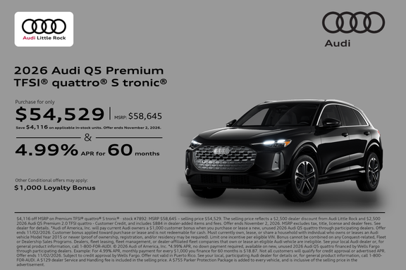 2026 Audi Q5 APR Offer in Little Rock, Arkansas