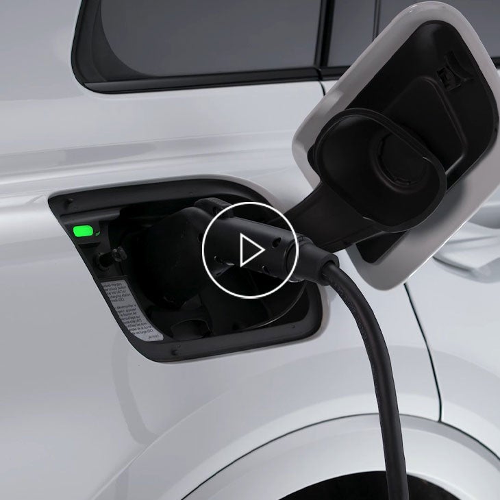  Close-up on the Audi Q4 e-tron charging port.