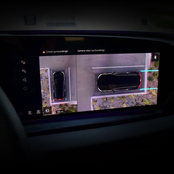 Close-up of the top view camera in the Audi A6 Sedan.