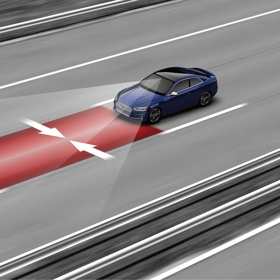 Demonstration of the lane departure warning feature on the Audi A5.