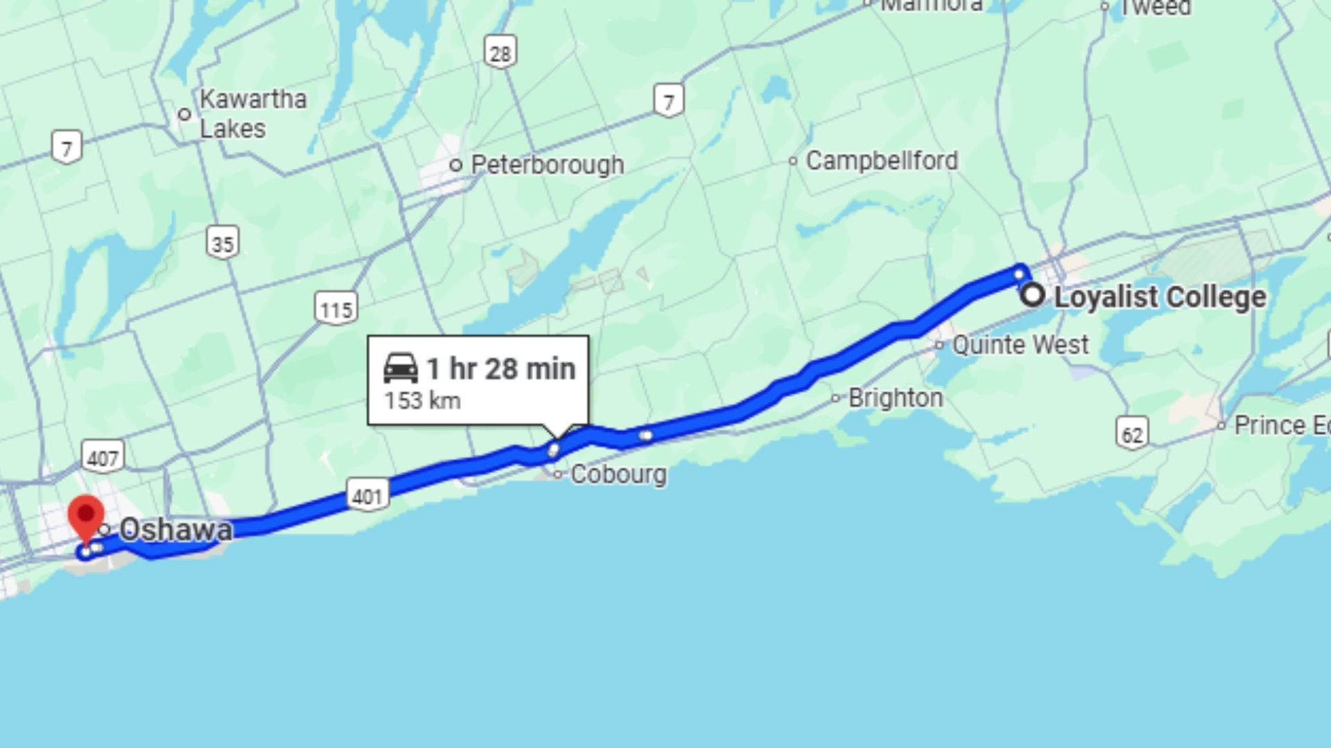 Map from belleville to audi durham