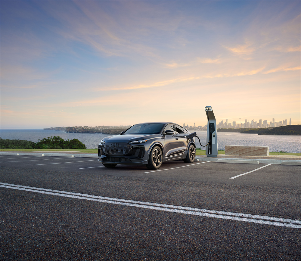 An Audi hybrid electric model charging