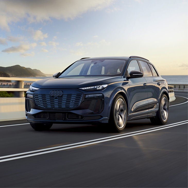 Front profile view of the Audi Q6 e-tron.