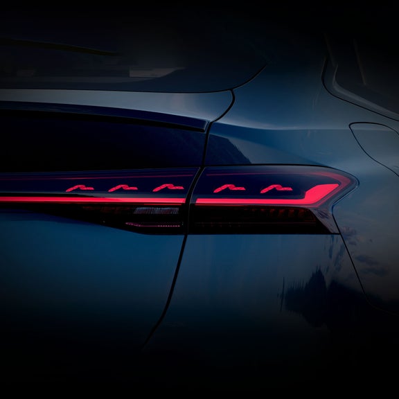 Close-up on the OLED taillight on the Audi S6 e-tron.