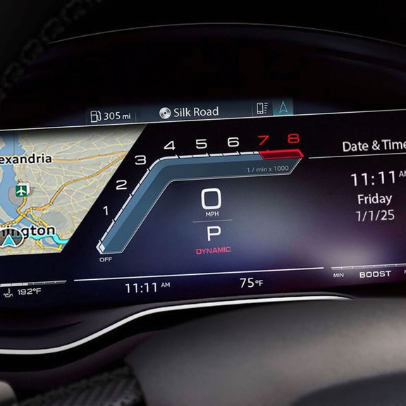 Close-up of the Audi virtual cockpit in the Audi SQ7. 