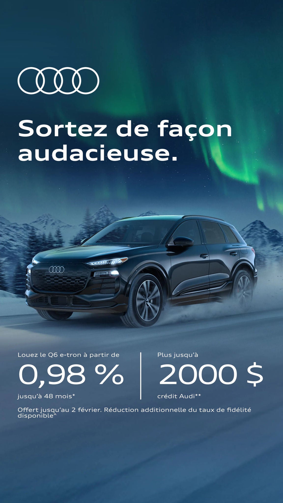 Profil gauche d’un Audi Q6 e-tron 2025 pendant la conduite.