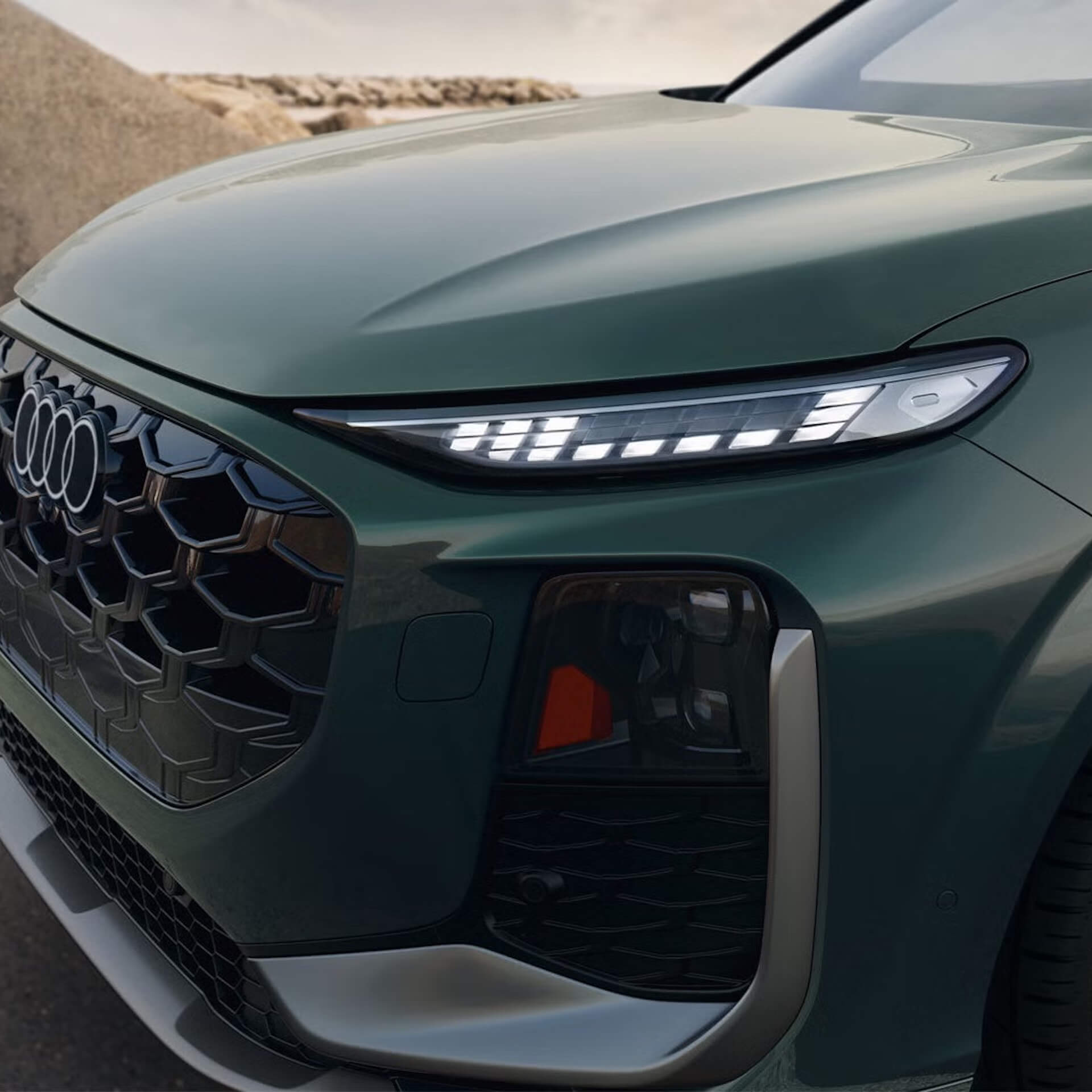Close up of the 2026 Audi Q3 headlight