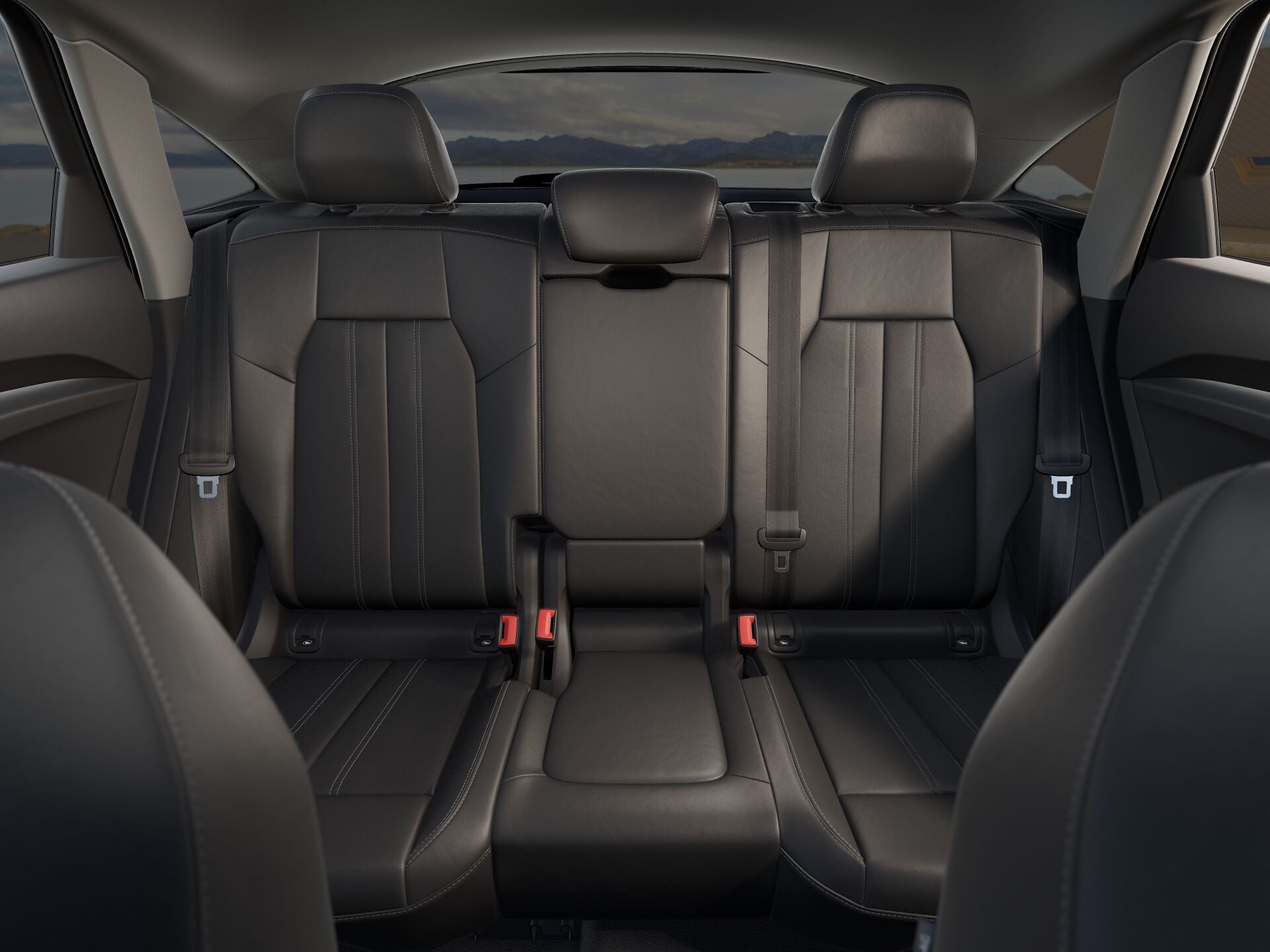 Interior view of the backseat in black leather in an Audi Q5