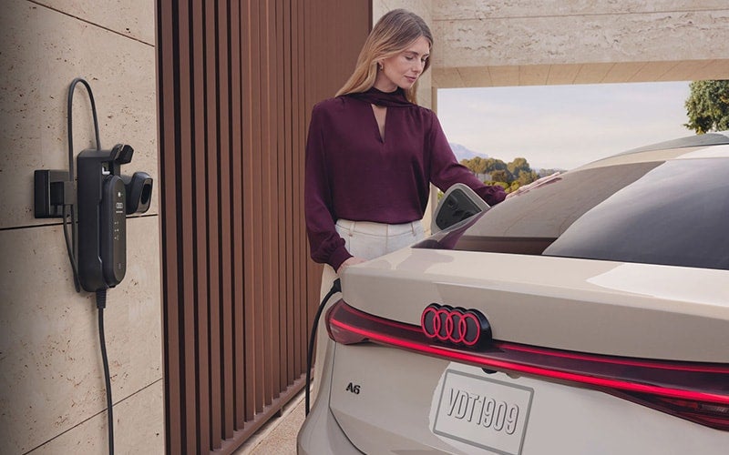 2025 Audi A6 etron at charging station