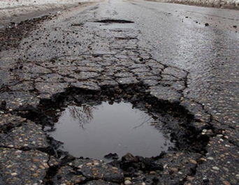 Profile view of pothole. 