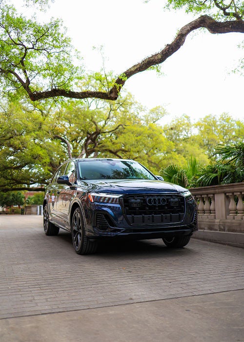 Left profile view of an Audi Q7 parked.