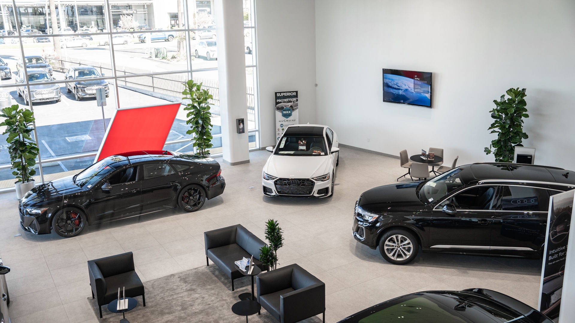 Inside the Audi Riverside showroom.