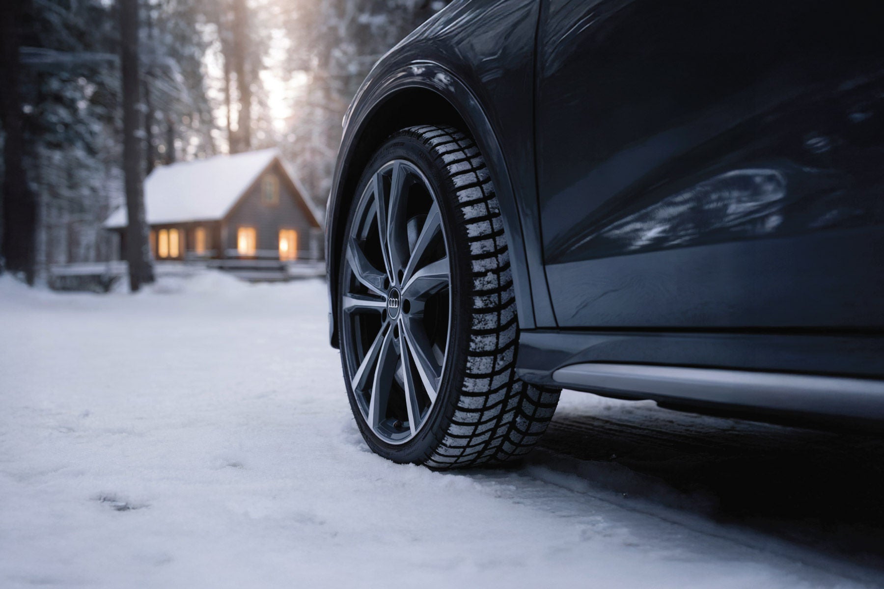 Audi vehicle, emphasizing traction and performance in snow
