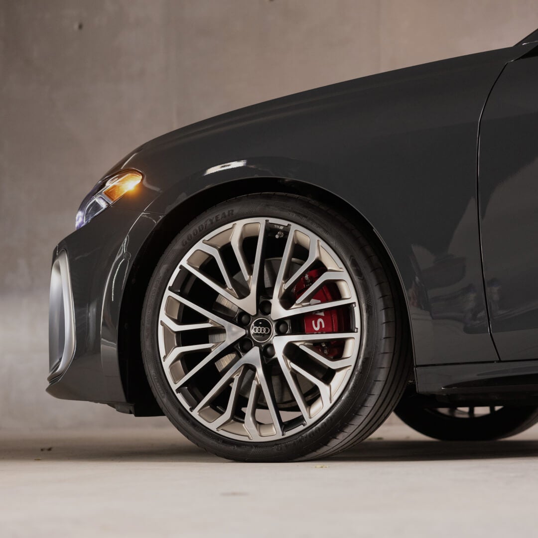 Audi wheel and tire package ready for a seasonal changeover.