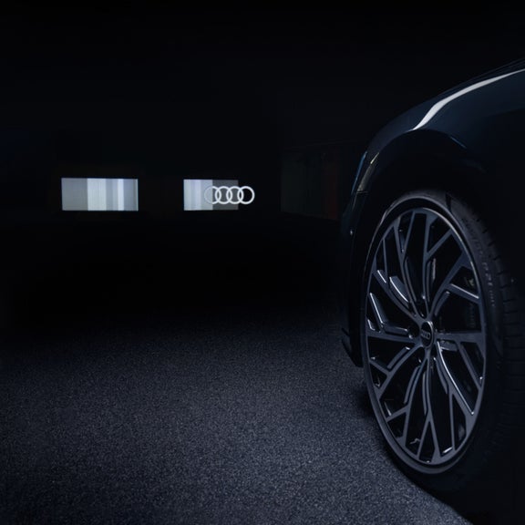 The image projected by the Digital Matrix-design LED headlights on an Audi S8.