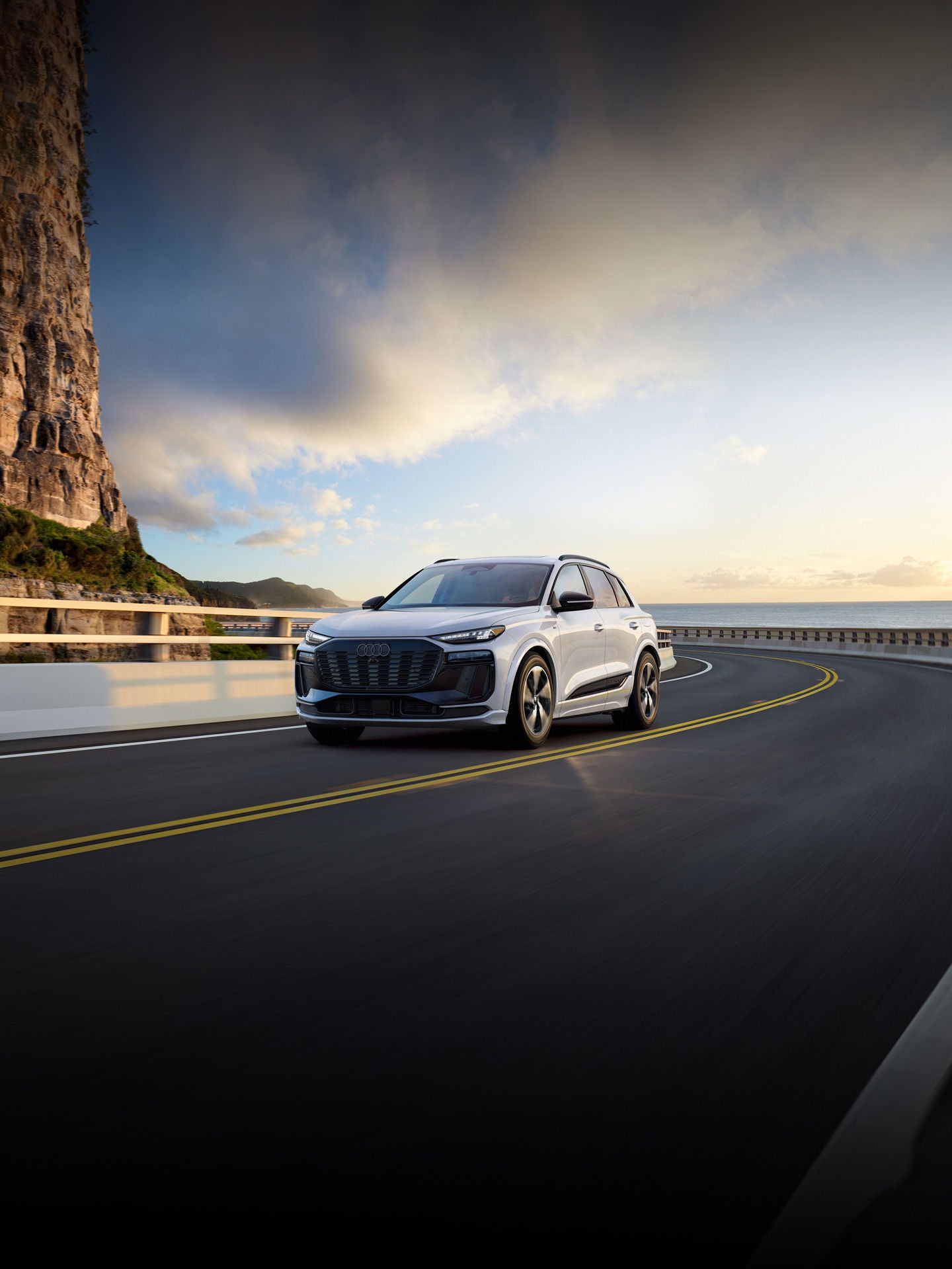 Side view of the Audi Q6 e-tron.
